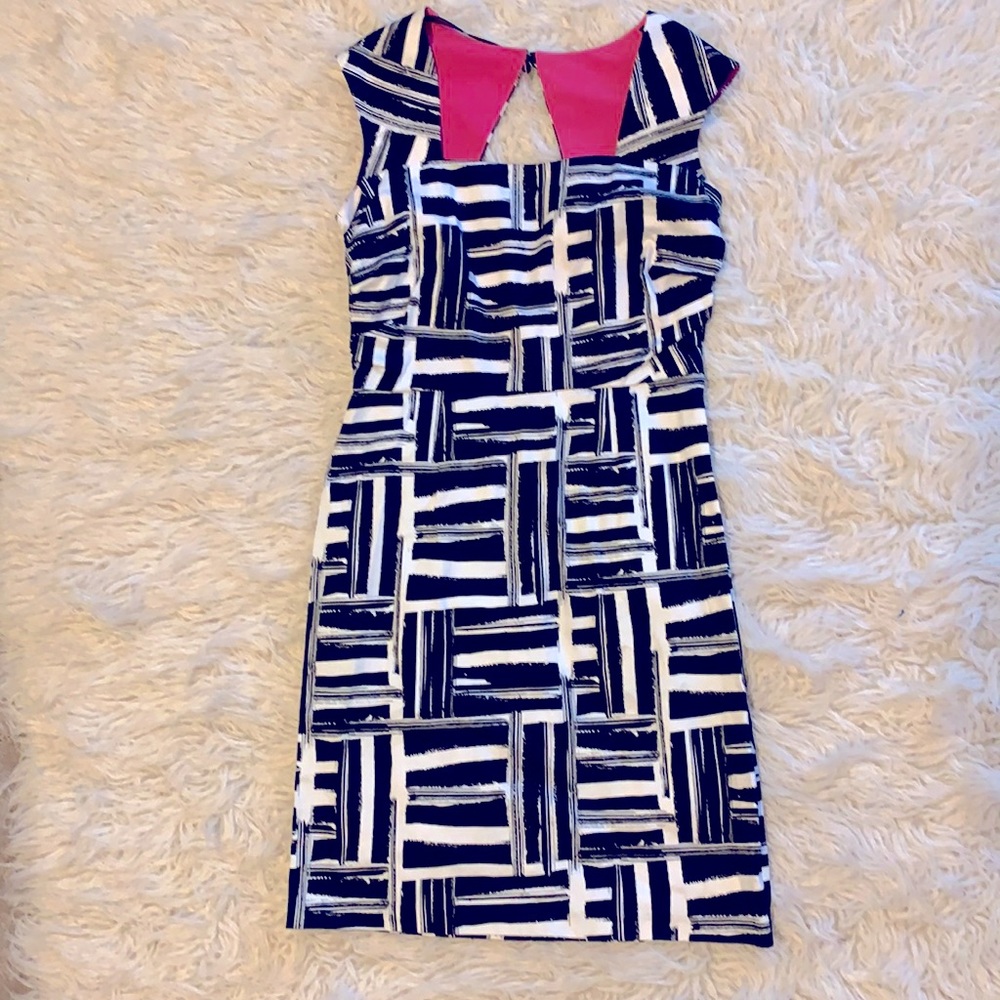 Donna Ricco dramatic B/W dress